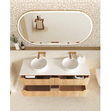 Byron Fluted 1500mm Woodland Oak Wall Hung Double Vanity with Countertop